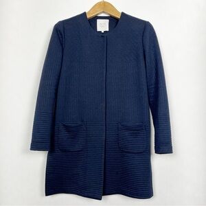 Part Two Navy Blue Long Blazer‎ Snap Buttons Cardigan with Pockets Size Small